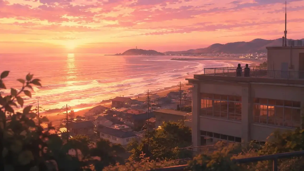 花魁榜第 1 名《夏日回声》场景图，动漫花园